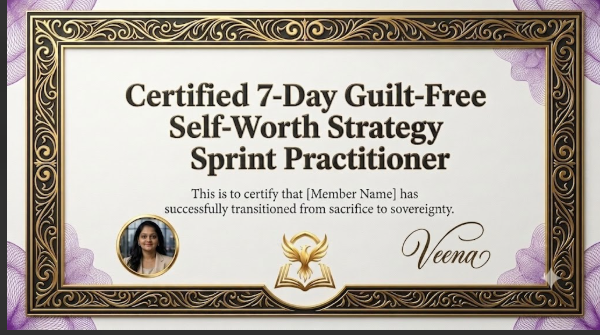Certified 7-Day Guilt-Free Self-Worth Strategy Sprint Practitioner certificate